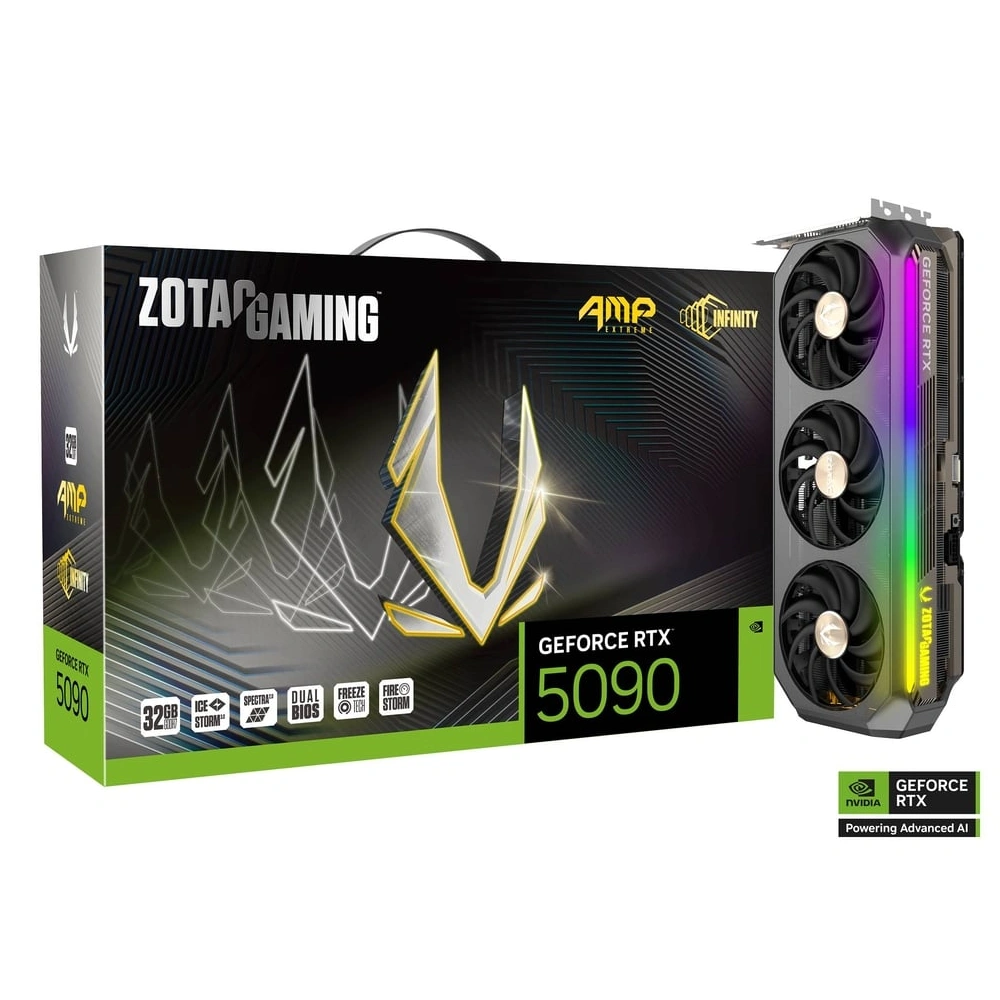 ZOTAC Nvidia Graphic Card RTX 5090 32GB DDR7 Gaming AMP Extreme Infinity Triple Fan view 6